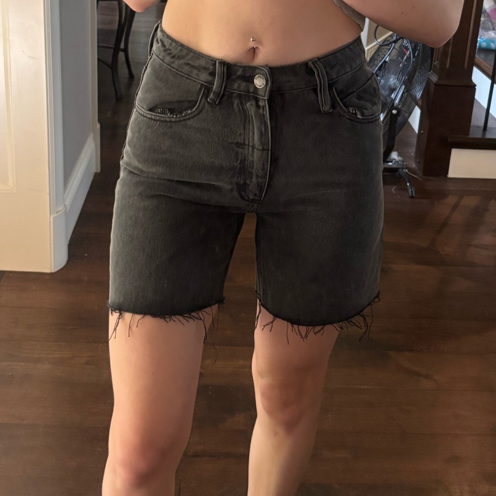 Thrills Black Jean Shorts High-Waisted Cut-Off